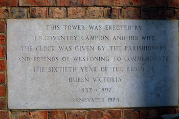 Westoning Clock Tower plaque